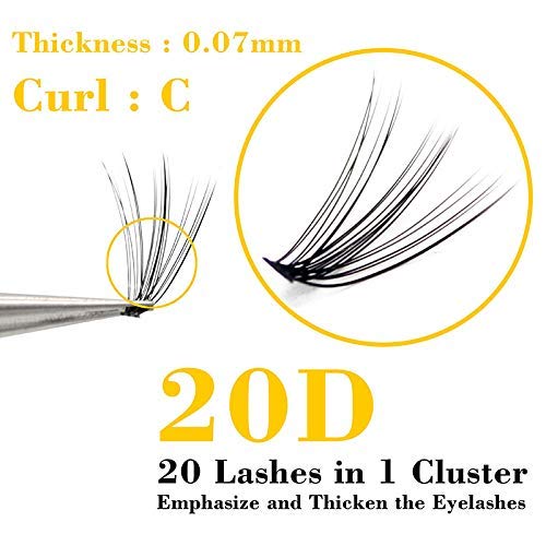 IECILI Individual Lashes/Lash Clusters 240pcs 9-14mm Cluster Eyelash Extensions /12 Roots/C Curl /0.07mm Cluster Lashes/Faux Mink Lash Extensions (C