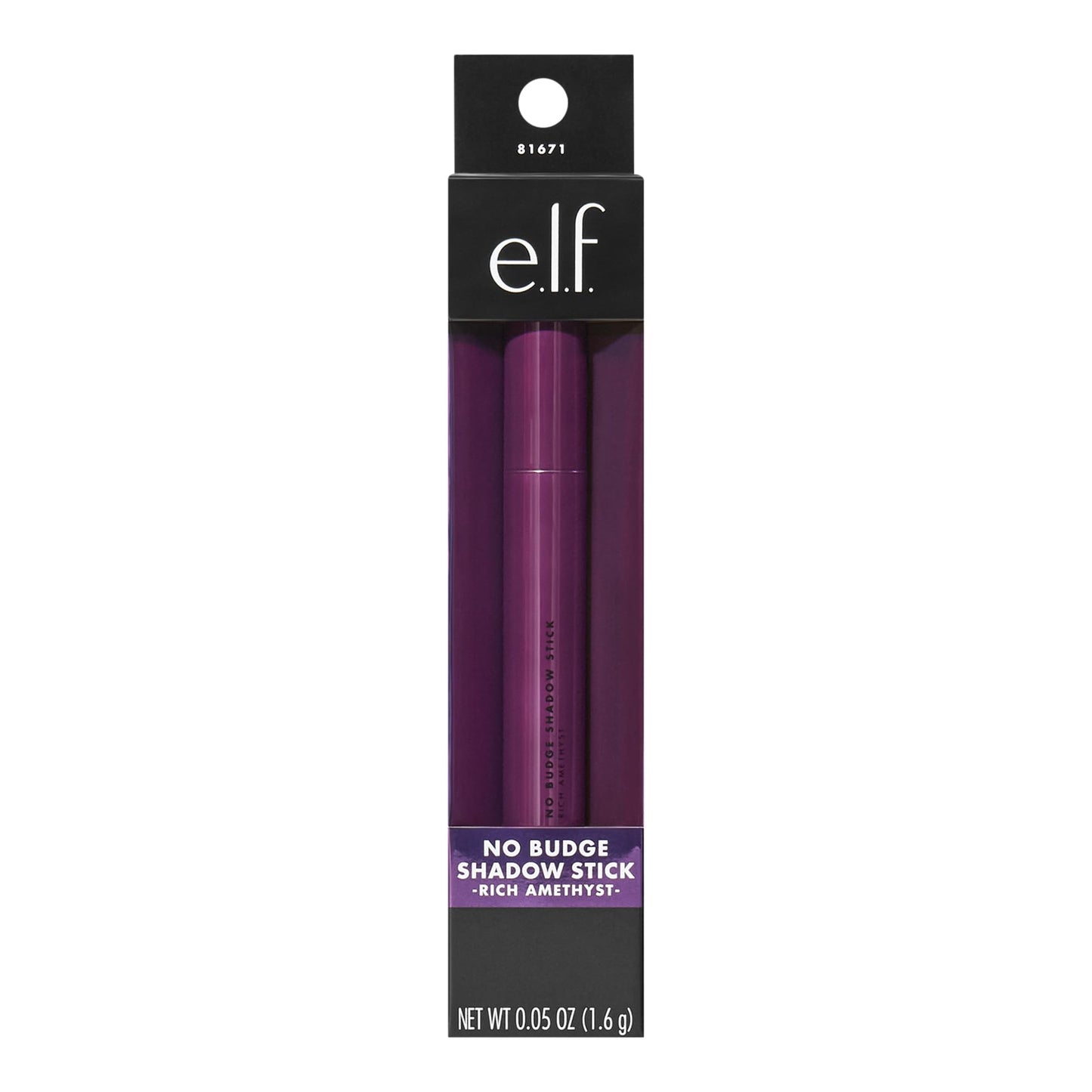 e.l.f. No Budge Shadow Stick, Longwear, Smudge-Proof Eyeshadow, Twist-up Design & Built-in Sharpener, Vegan & Cruelty-Free, Rich Amethyst