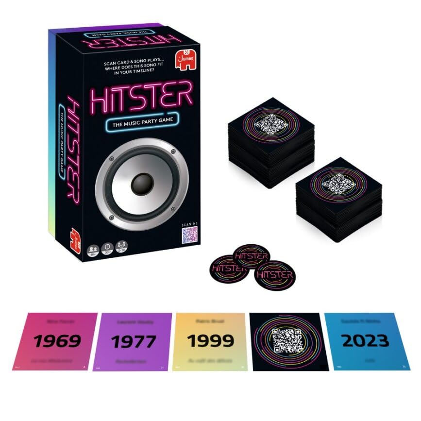 Jumbo Hitster - The Music Party Board Game, Card Game, Fun Music Quiz Game, 2-10 Players - 300 Plus Iconic Music Hits - Great for Adult and Family…