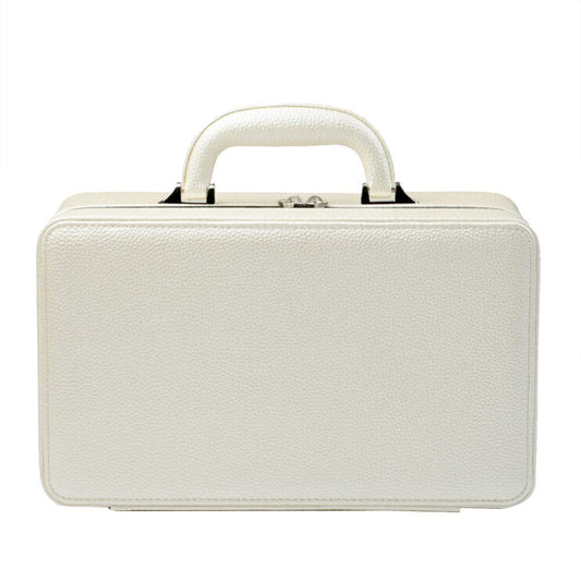 Oirlv White Leather Jewelry Suitcase for Women Three Layer Jewelry Organizer Display Storage Case Holder for Rings Earrings Necklace Pendant Vintage…