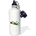 3dRose wb_203781_1 Funny Leaping Pickle Playing Pickleball Sports Water Bottle, Multicolor, 21 oz