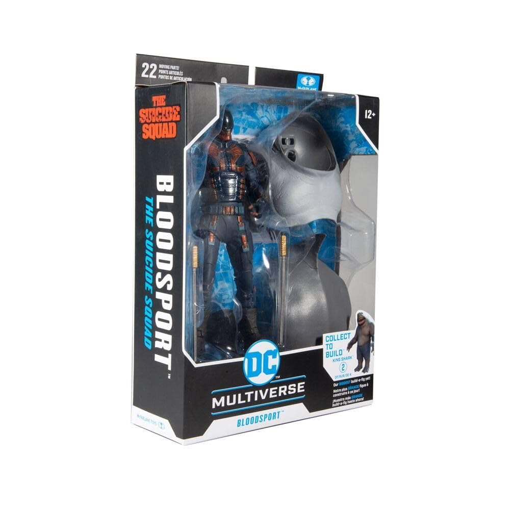 McFarlane Toys DC Multiverse Bloodsport (The Suicide Squad) 7" Action Figure with Build-A King Shark Piece and Accessories