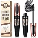 2 Pack Mascara Black Volume and Length, Natural Waterproof Smudge-Proof 4D Silk Fiber Lash Mascara Long-Lasting, Adds Length, Depth & Glamour