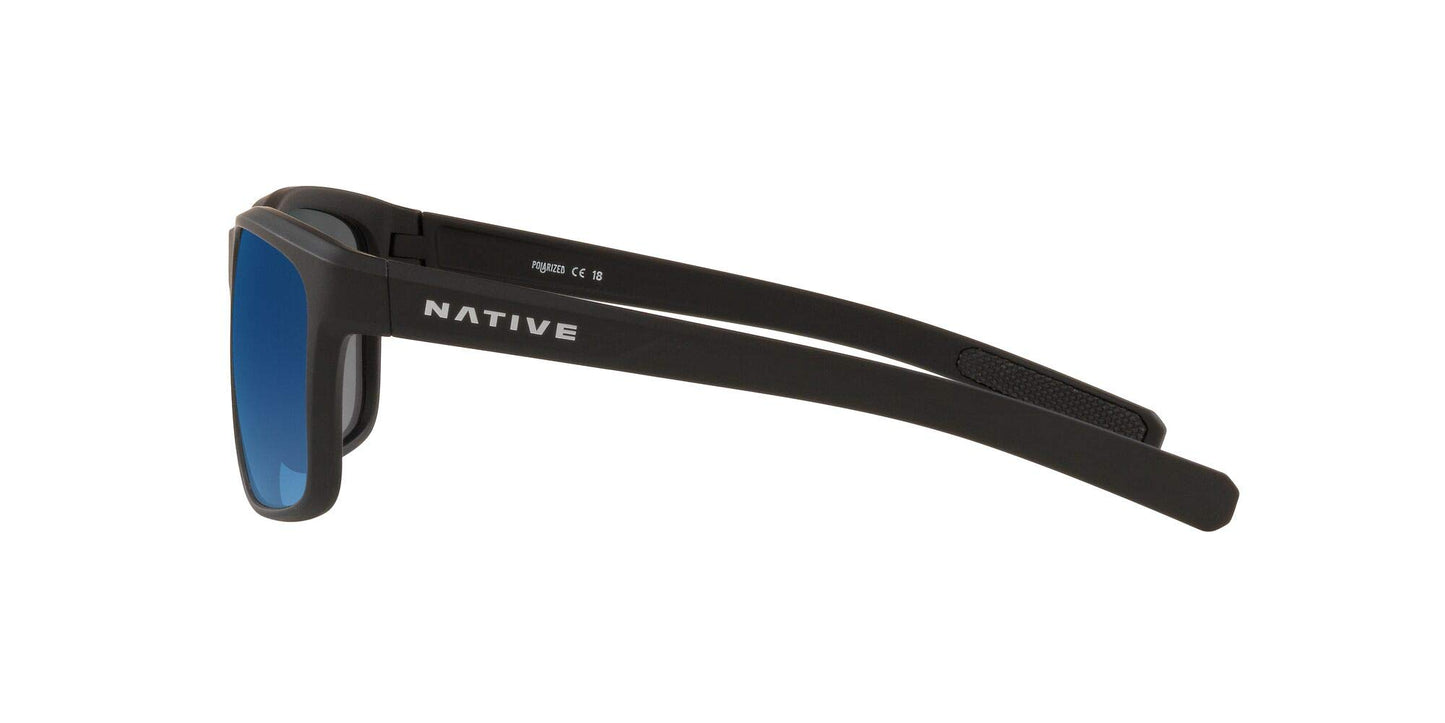 Native Eyewear Wells Sunglass, Matte Black Crystal, Blue Reflex