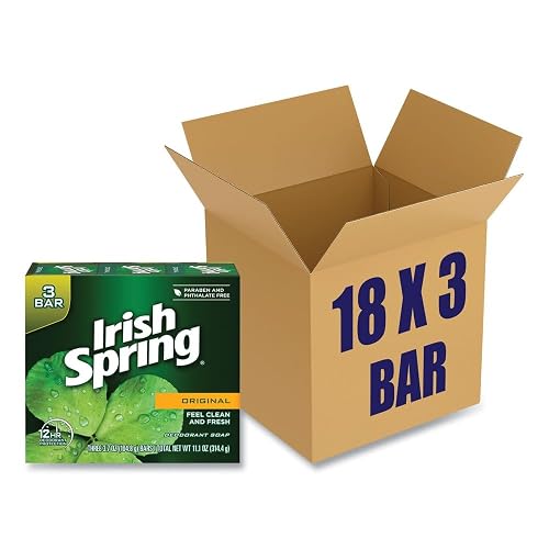 Irish Spring Original Deodorant Bar Soap, 11.25 Ounce - 3 per Pack - 18 Packs per case.