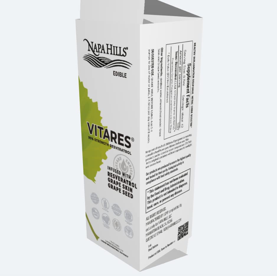 Napa Hills Liquid VitaRes Resveratrol Drops Skincare - Super Concentrated, Natural, Superior Bioavailability - Grape Skin, Grape Seed, Resveratrol (1 Beauty & Personal Care Napa Hills