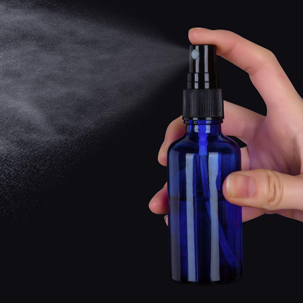 Hydior 2 oz Clear Glass Spray Bottle for Essential Oils, Blue Plastic Fine Mist Sprayer, 3 Pack Beauty and Personal Care Hydior