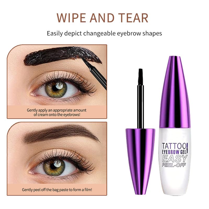 2Pcs Black Peel Off Brow Tint Gel - Waterproof & Sweatproof Tattoo Effect, Transfer-Resistant Multi-Day Wear, All Skin Types Mother’s Day Women's Day Beauty and Personal Care GHFCZOO