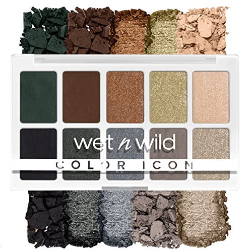wet n wild Color Icon 10-Pan Eyeshadow Makeup Palette, Blue Lights Off, Long Lasting, Shimmer, Metallic, Glittery, Matte, Rich Smooth Pigment, Cruelty
