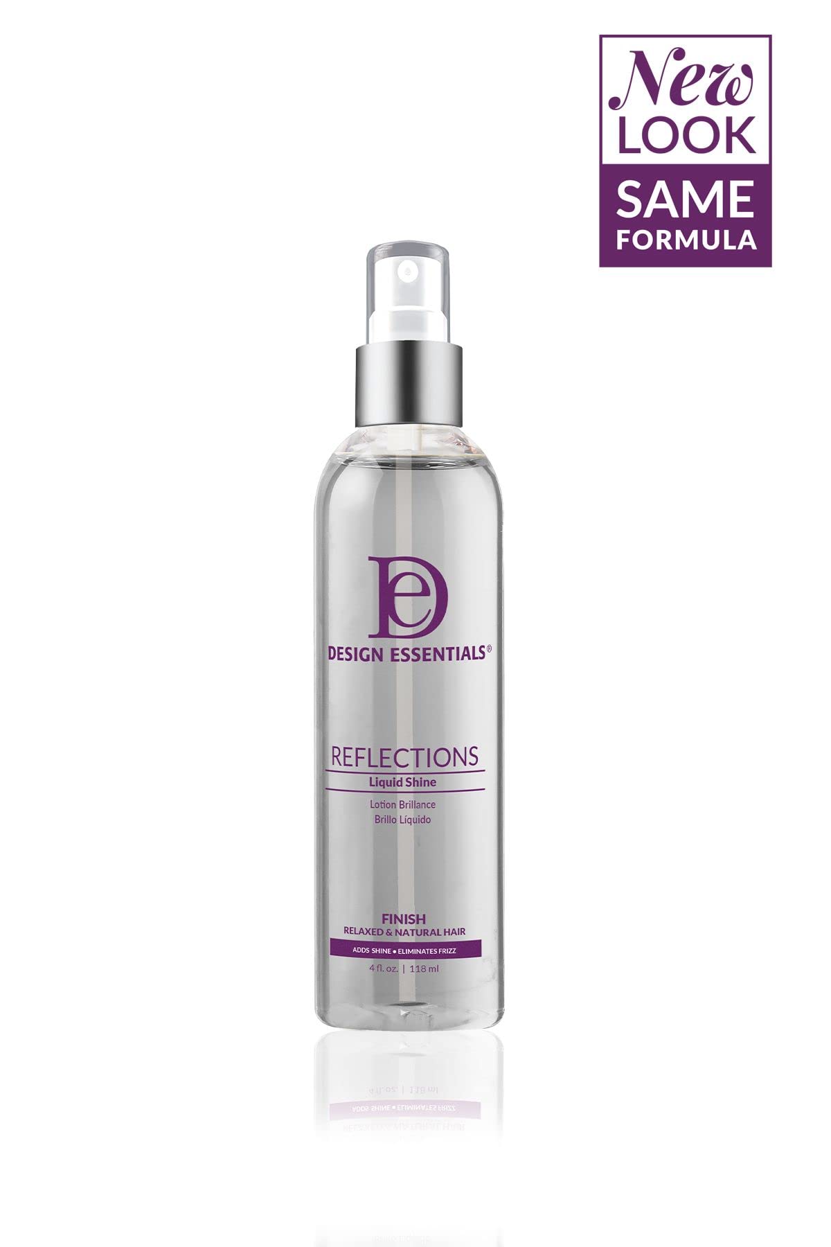 Design Essentials Reflections Liquid Shine, Lightweight Hair Polish Spray for Frizz Control, Thermal Protection & Shine, Alcohol-Free, 4 oz