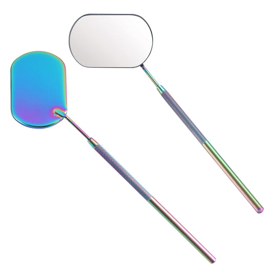 Pretty memory Large Lash Mirror, Stainless Steel Eyelash Makeup Mirror for Lash Extension Supplies (Rainbow Color)