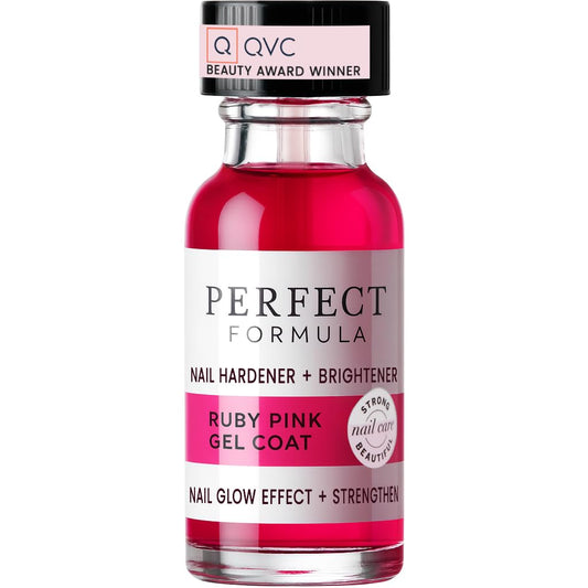 Perfect Formula Ruby Pink Gel Coat - Nail Strengthener, Keratin Nail Treatment, Gemstone Pink Gel Nail Polish - Nail Strengthener for Damaged Nails