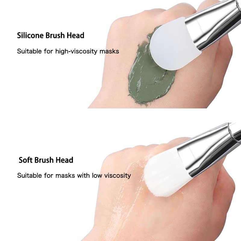 Face Mask Brush 2Pcs, Jrsoul He Face Mask Applicator Double-Ended, Suitable For Mud, Clay, Charcoal Mix Mask, Soft Makeup Beauty Brush Tool