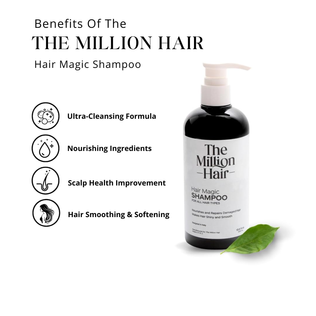 Hair Magic- Shampoo & Conditioner Set By The Million Hair, 13.5 Fl Oz (Pack of 2), White