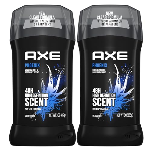 AXE Dual Action Deodorant Stick For Long Lasting Odor Protection, Phoenix Crushed Mint & Rosemary Men's Deo, Aluminum Free 3oz Twin Pack Beauty and Personal Care AXE