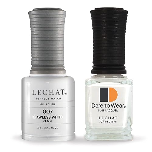 LeChat - Perfect Match Gel Polish - Flawless White - White with Cream Finish - (0.5 Ounce) - Easy Application - Soak Off Formula Beauty & Personal Care LECHAT