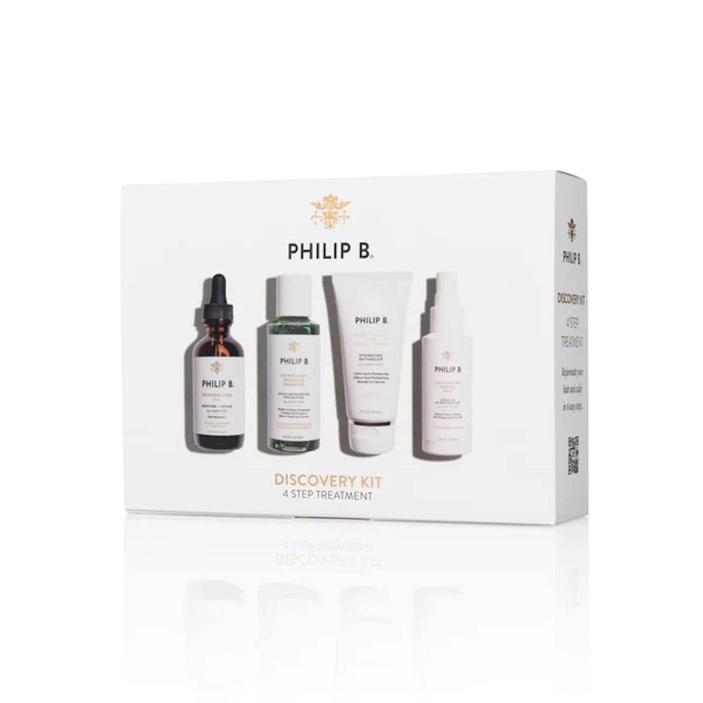 Philip B. 4 Step Discovery Kit - Includes Peppermint Avocado Shampoo, Rejuvenating Oil, Detangling Toning Mist & Lightweight Deep Conditioner, 2 fl oz