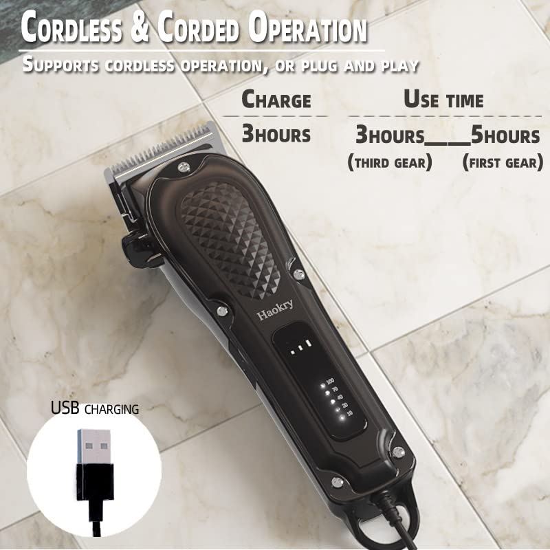 Haokry Hair Clippers for Men Professional - Cordless&Corded Barber Clippers for Hair Cutting & Grooming Rechargeable Beard Trimmer Beauty and Personal Care Haokry