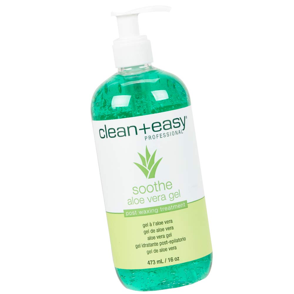 Clean + Easy Aloe Vera Gel for After Wax Care, Soothes Irritated Skin, Non-Greasy Post Waxing Treatment, Removes Excess Wax Residue, 16 oz