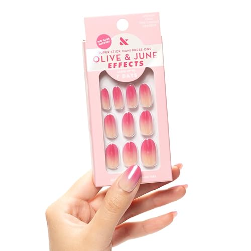 Olive & June Effects Super Stick Mani Press On Nails | Medium Oval | No Glue Needed | 32 Tab Nails in 16 Sizes | Non-Toxic Tabs | Easy On-Off Beauty & Personal Care Olive & June