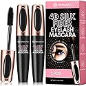 Neenoxtub 4D Silk Fiber Lash Mascara, Lengthening and Thick, Long Lasting, Waterproof & Smudge-Proof, Hypoallergenic Formula 2 Pack Black