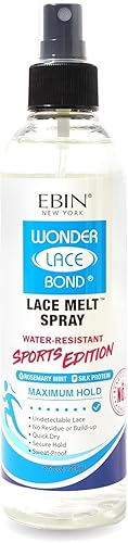 EBIN NEW YORK Wonder Lace Bond Melt Spray 8 Fl Oz Sports Edition - Melting Spray for Lace Wigs with Strong Hold - Rosemary Mint for Scalp Comfort
