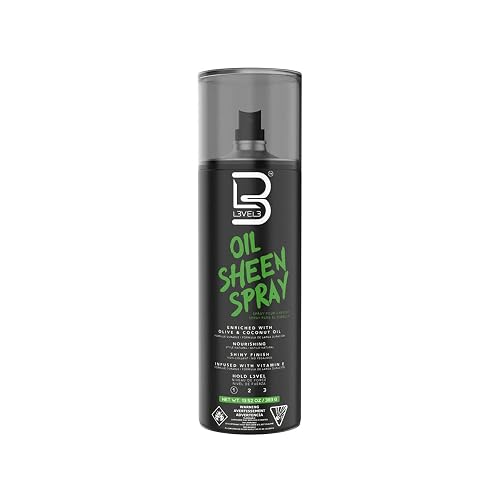 L3 Level 3 Oil Sheen Spray - Adds Shine to Hair After Styling - Infused with Vitamin E, Olive and Coconut Oil and Herbal Extracts