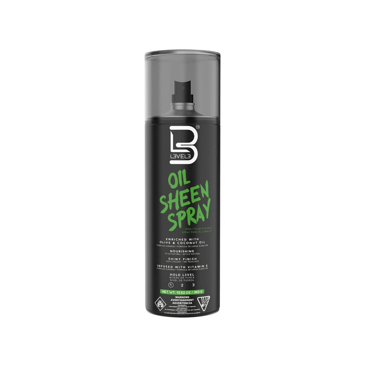 L3 Level 3 Oil Sheen Spray - Adds Shine to Hair After Styling - Infused with Vitamin E, Olive and Coconut Oil and Herbal Extracts