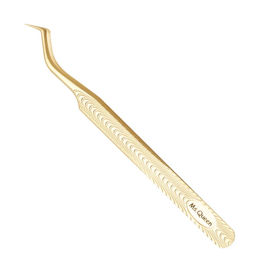 Ms.Queen Lash Tweezers for Eyelash Extension-Professional Lashing Tweezers for Mega Volume Mink Eyelashes Extensions Applying,S-Curved