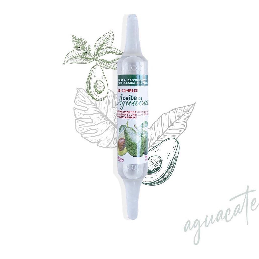 Bio Complex Avocado Oil Ampoules 12 Pack - 0.61 oz Each, Deep Nourishing Hair Treatment for Hydration, Repair, and Strengthening