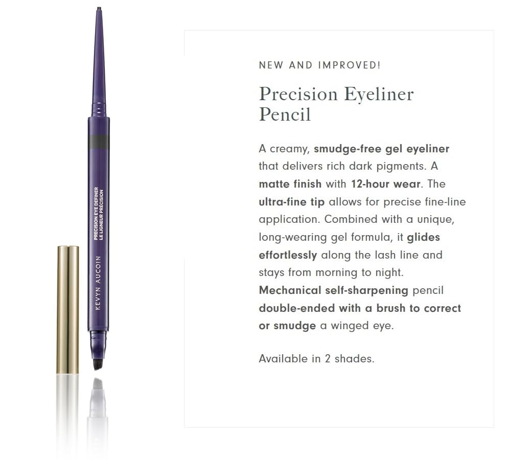 Kevyn Aucoin Precision Eye Definer + brush, black (kohl) color: Eyeliner pencil, self-sharpening, smudge-free. Easy precise application. 12-hour…