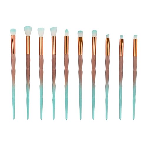 MIPPER 10pcs Diamond Handle Eye Makeup Brushes?Eyebrow Eye shadow Eyeliner Nasal shadow Cosmetics Brush Tool (green+coffee)