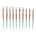 MIPPER 10pcs Diamond Handle Eye Makeup Brushes?Eyebrow Eye shadow Eyeliner Nasal shadow Cosmetics Brush Tool (green+coffee)