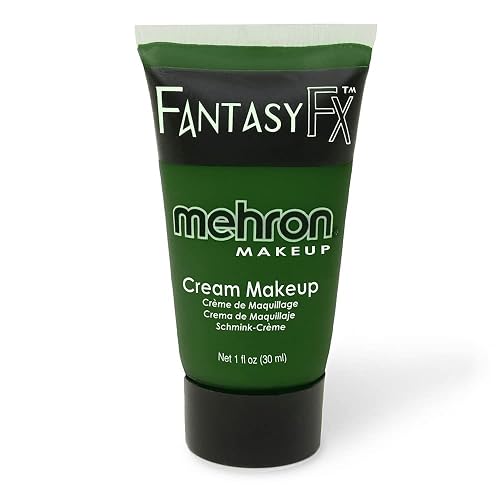 Mehron Makeup Fantasy FX Cream Makeup | Water Based | Halloween | Green Face Paint & Body Paint For Adults 1 fl oz (30ml) (GREEN) | Made in the USA