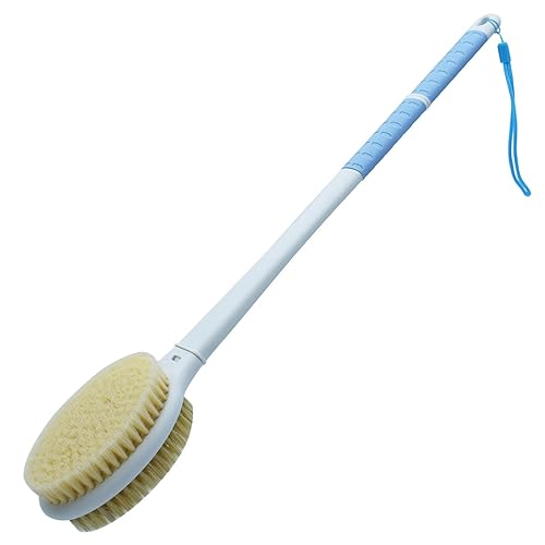 Shower Brush with Soft and Stiff Bristles, 20.5" Extended Long Handle Back Scrubber Dual-Side Bath Brush Body Exfoliator for Wet or Dry Brushing