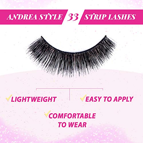 Andrea Strip Lashes, Black [33] 1 pair (Pack of 6)