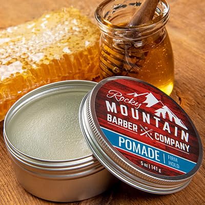 Rocky Mountain Barber Company Pomade for Men - 5 oz Tub Classic Styling Product with Strong Firm Hold for Side Part, Pompadour & Slick Back Looks