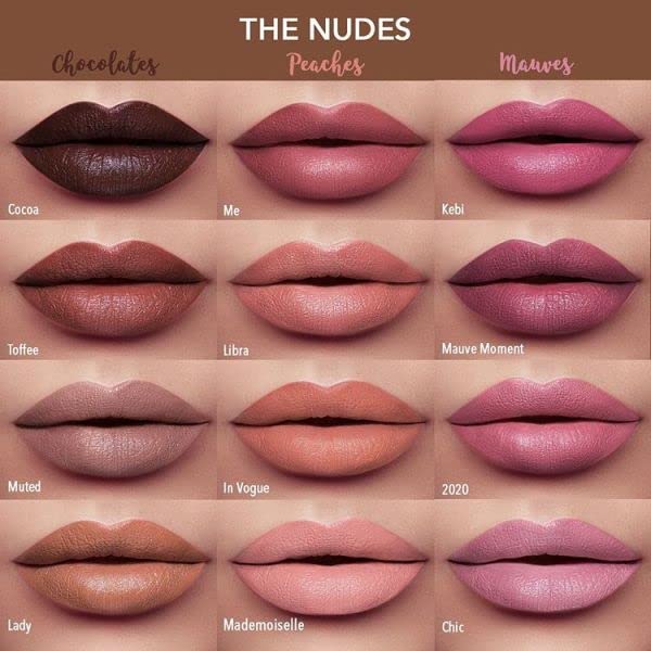 Juvia's Place The Nude Velvety Matte Lipstick Muted - Nude Velvety Long-lasting Rich-Color Lip Makeup, Creamy Lipstick with Matte Finish, Beauty & Lip