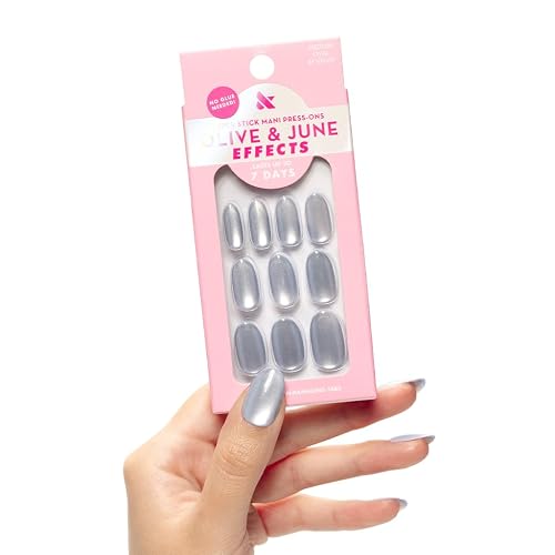 Olive & June Effects Super Stick Mani Press-On Nails | Oval, Medium | No Glue Needed | 32 Tab Nails in 16 Sizes | Non-Toxic Tabs | Easy On-Off Beauty & Personal Care Olive & June