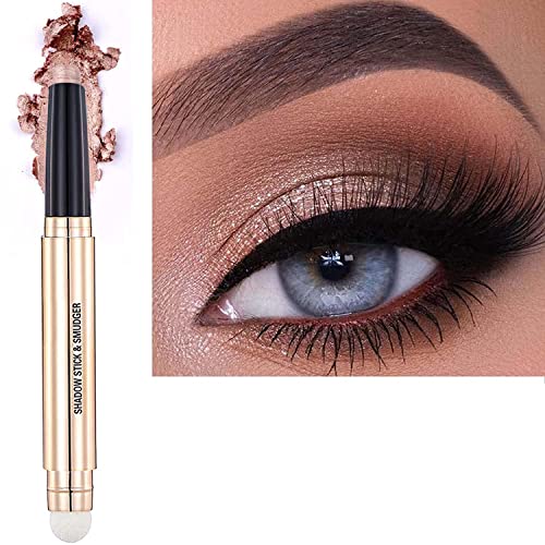 Metiplou Rose Gold Eyeshadow Stick And Eyeshadow Brush Eye Makeup Cream Shimmer Glitter Smooth Eye Shadow Sticks Pencil Nude Matte Palette Primer