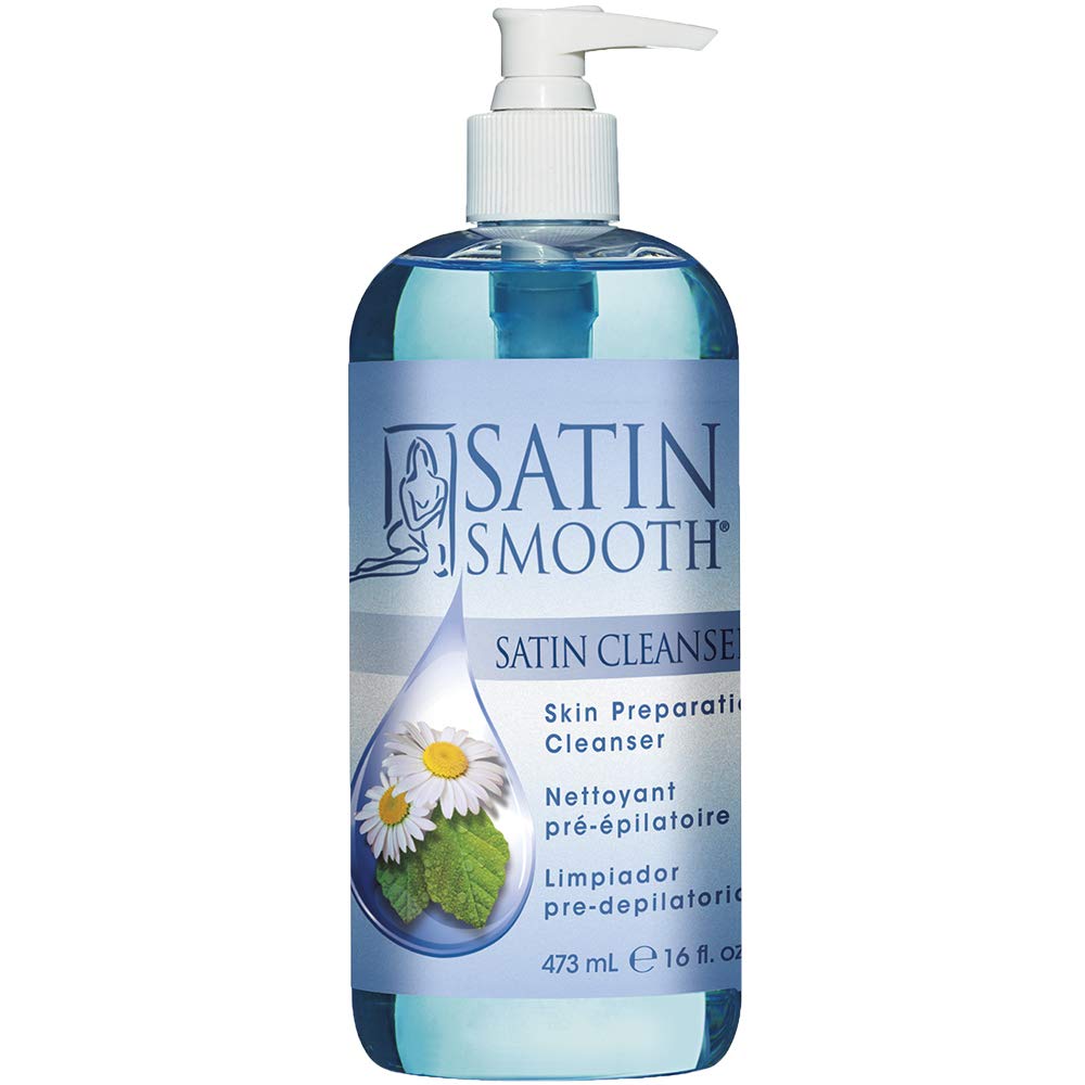 SATIN SMOOTH Pre Wax Cleanser - Antiseptic Formula for Pre Wax Hair Removal Skin Prep, Deep Cleansing & Irritation-Free Waxing, AfterWax Care, 16 oz