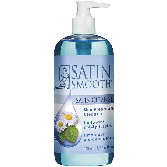 SATIN SMOOTH Pre Wax Cleanser - Antiseptic Formula for Pre Wax Hair Removal Skin Prep, Deep Cleansing & Irritation-Free Waxing, AfterWax Care, 16 oz