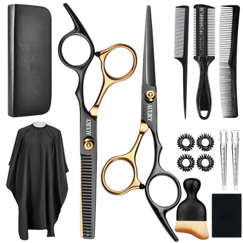 AULikY Hair Cutting Scissors Shears Kits, 15 Pcs Professional Stainless Steel Hairdressing Shears Set Thinning Scissors Beauty and Personal Care AULikY Default Title
