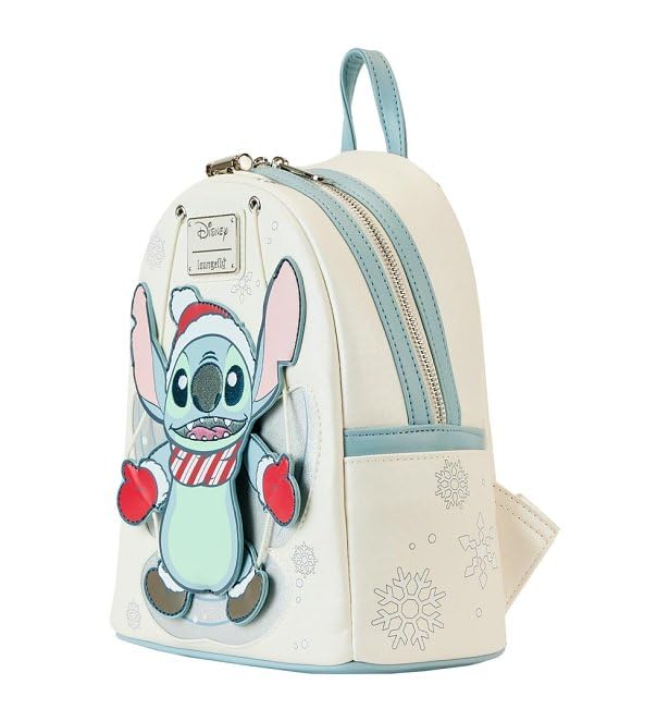 Loungefly Disney Stitch Holiday Snow Angel Glitter Mini Backpack