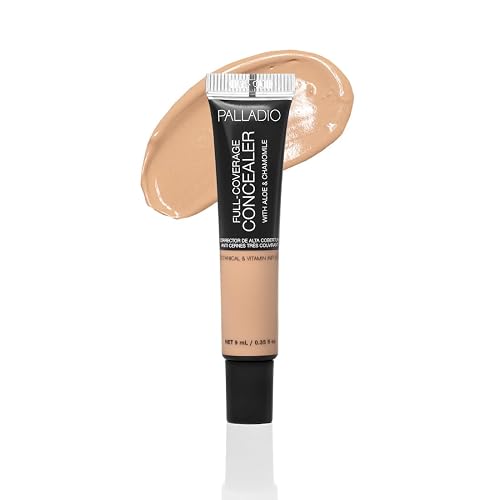 Palladio Full Coverage Concealer - Creamy Face & Under Eye Formula, Disguises Dark Circles, Blemishes, Fine Lines, Evens Skin Tone (Caramel Drizzle)
