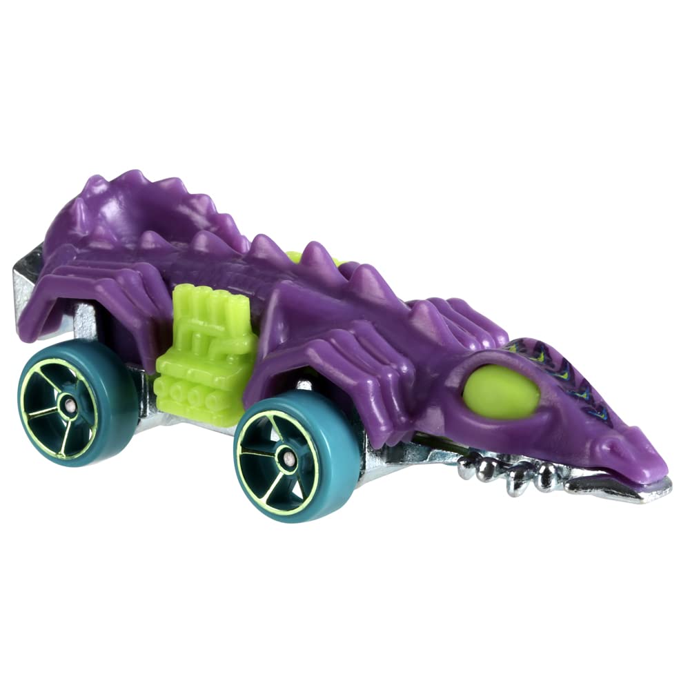 Hot Wheels Collectible Die-Cast Vehicle - Fangster ~ from HW Dino Riders Collection ~ Purple and Green Dinosaur Car
