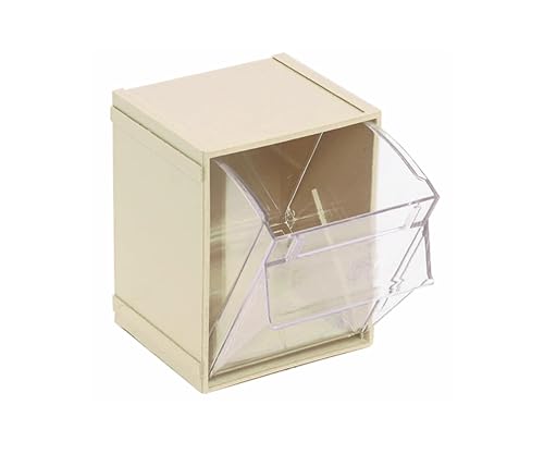 Quantum QTB405 Clear 5-1/4” x 4-3/4” x 6-1/4” Tip Out Bin System, Ivory, Case of 5