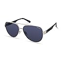 Kenneth Cole New York Women's KC6010V Navigator Sunglasses, Shiny Light nickeltin/Blue, 60/13/140