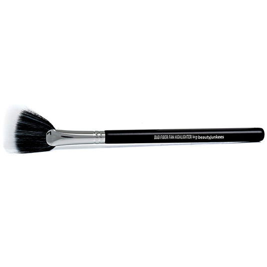 Fan Highlighter Makeup Brush - Beauty Junkees Duo Fiber Face Make Up Brushes, Cheekbone Define Highlighting with Powder, Cream, Mineral, Liquid Beauty & Personal Care Beauty Junkees