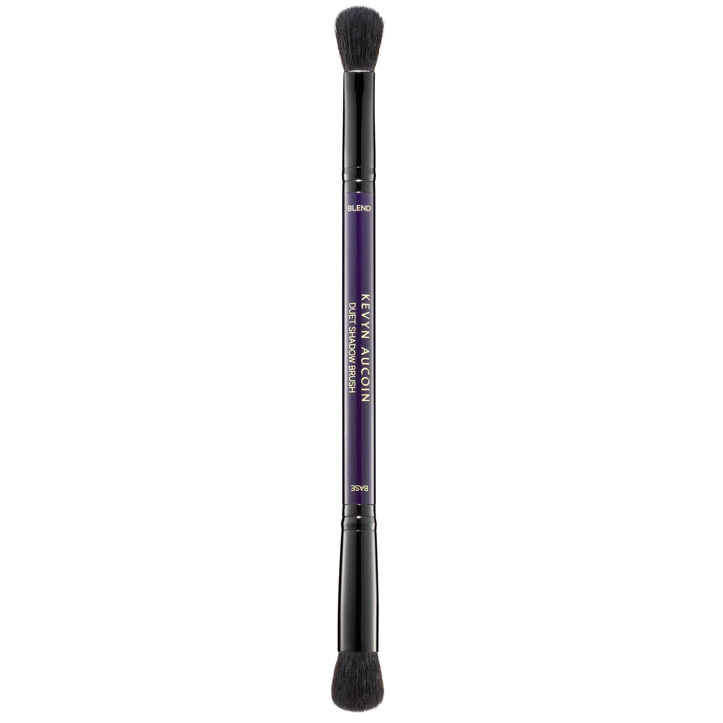 Kevyn Aucoin Duet Shadow Brush: Dual-ended eyeshadow brush for effortless blending. BASE end mimics the shape of an eyelid. BLEND end is sized